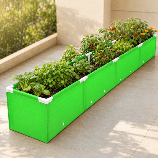 Casa De Amor HDPE UV Protected 260 GSM Green Grow Bags Rectangular Suitable for Vegetable Terrace Gardening (10x1x1 Feet, Pack of 1)
