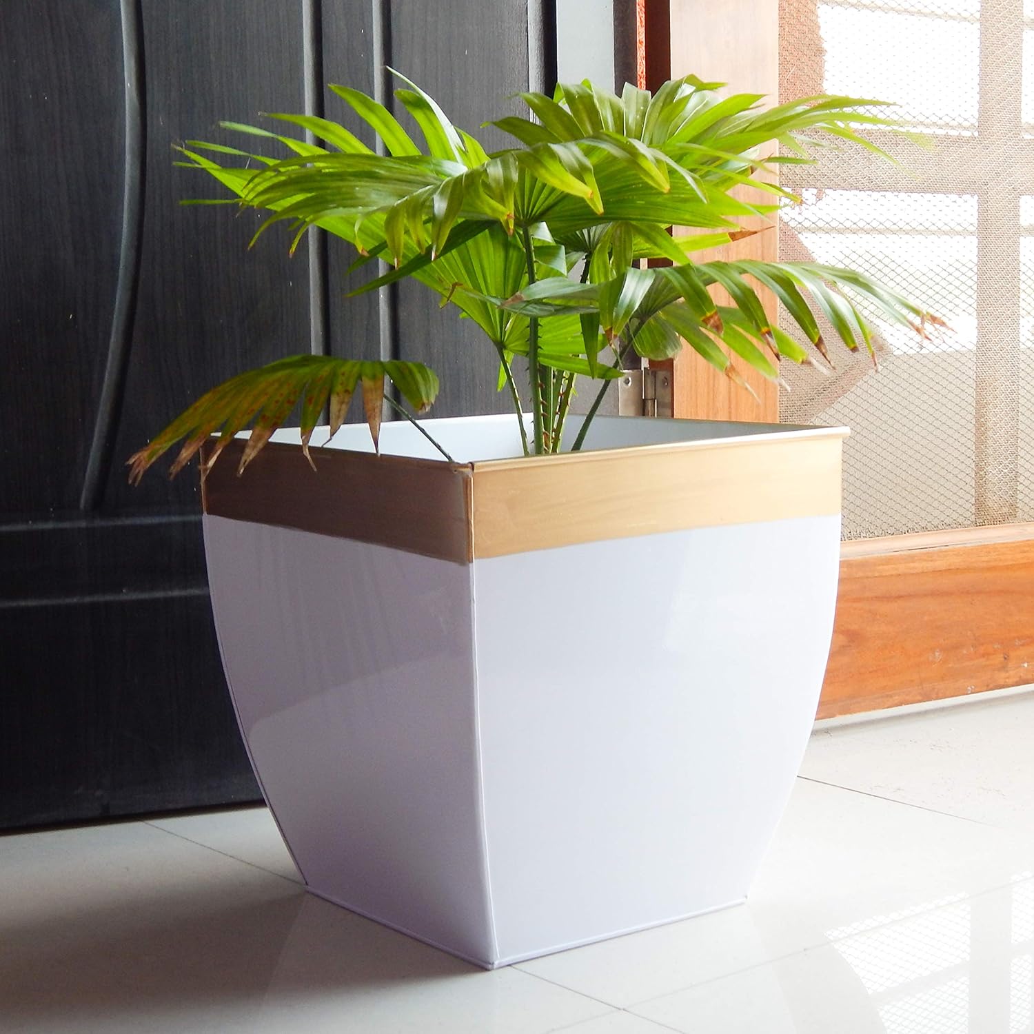 12 inch pots for plants indoor Casa De Amor 12 inches Metal Planters for Living Room