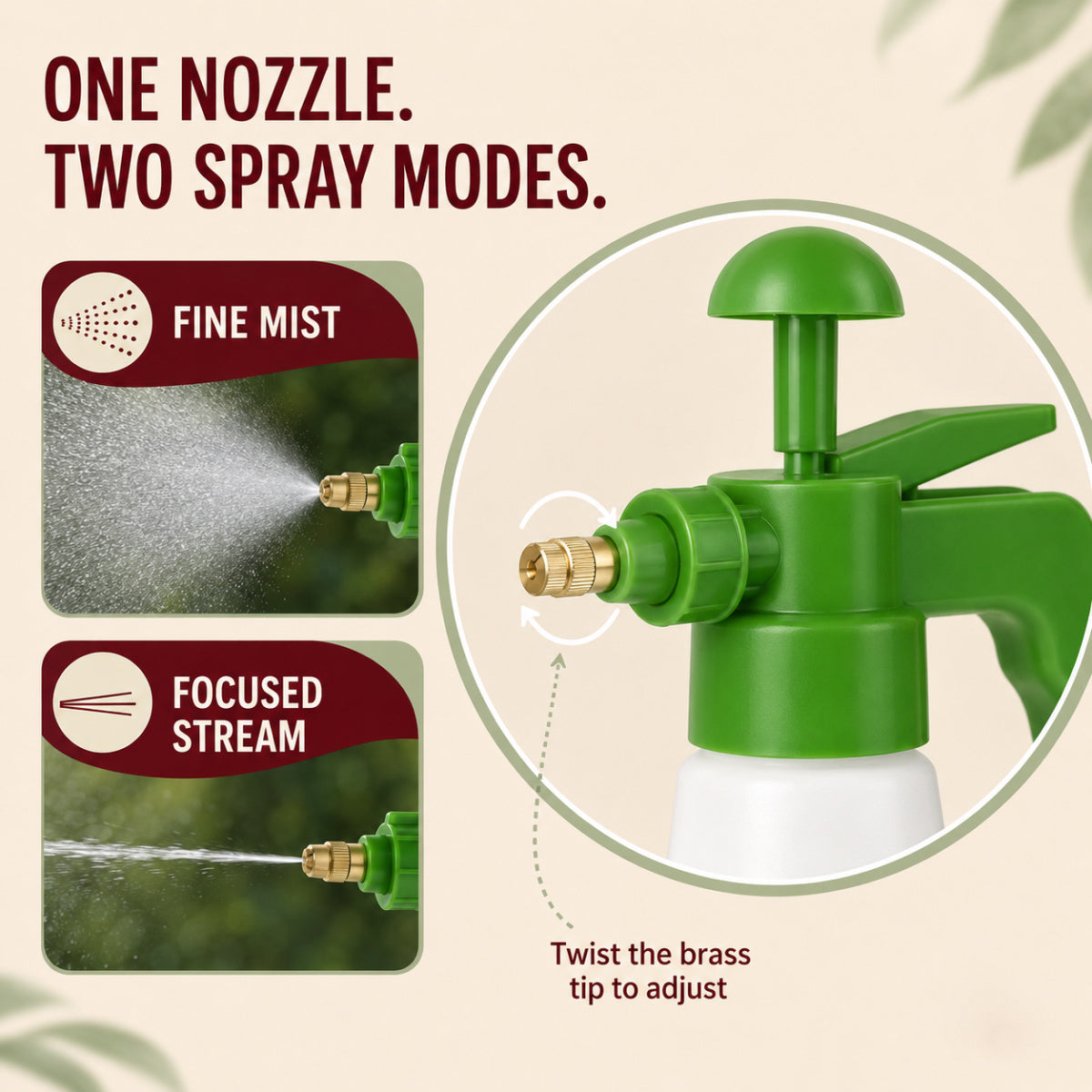 Casa De Amor 1L Pressure Spray Bottle for Plants, Efficient Garden Water Sprayer with Adjustable Mist & Jet Nozzle