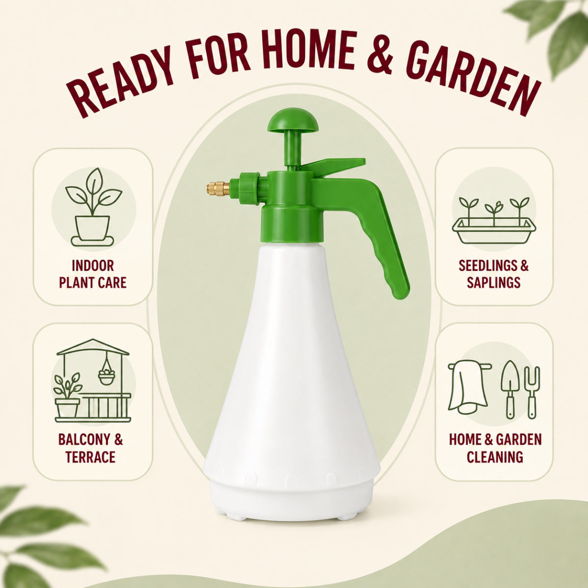 Casa De Amor 1L Pressure Spray Bottle for Plants, Efficient Garden Water Sprayer with Adjustable Mist & Jet Nozzle