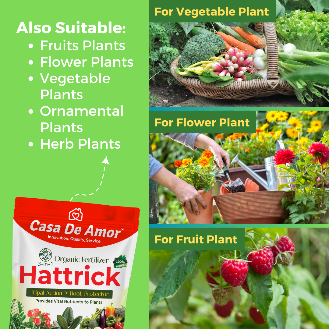 Hattrick, A Complete 100% Natural- Plant Bio-Fertilizer with 3 in 1 Action