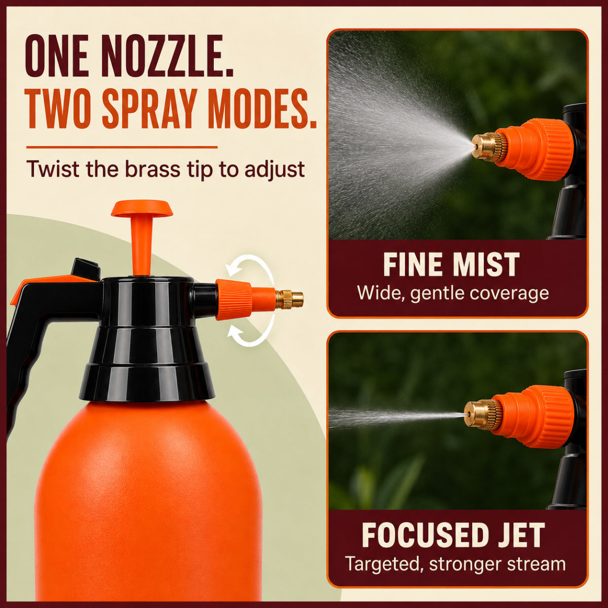 Casa De Amor 2L Spray Pump for Plants, Garden Water Sprayer with Adjustable Brass Nozzle