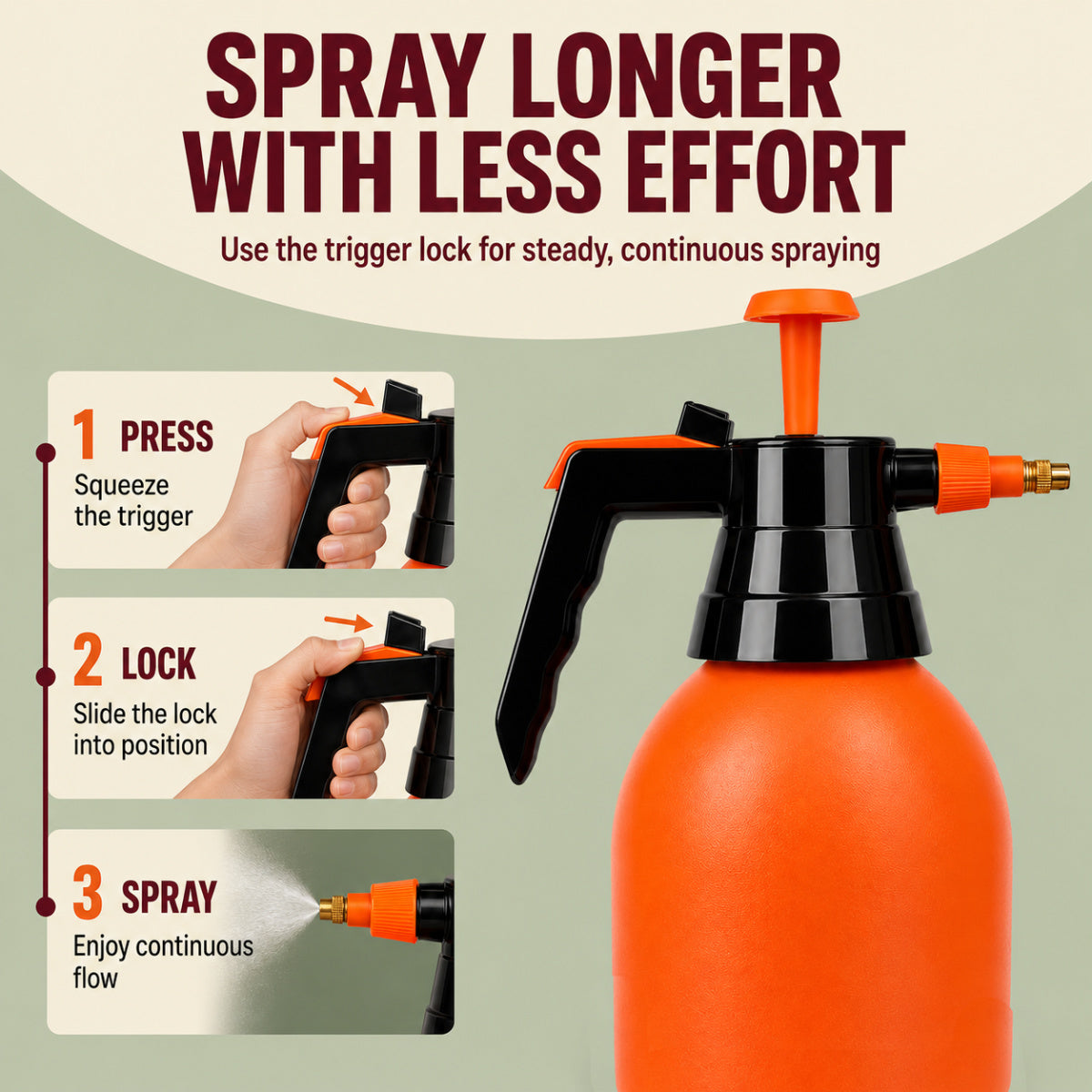 Casa De Amor 2L Spray Pump for Plants, Garden Water Sprayer with Adjustable Brass Nozzle