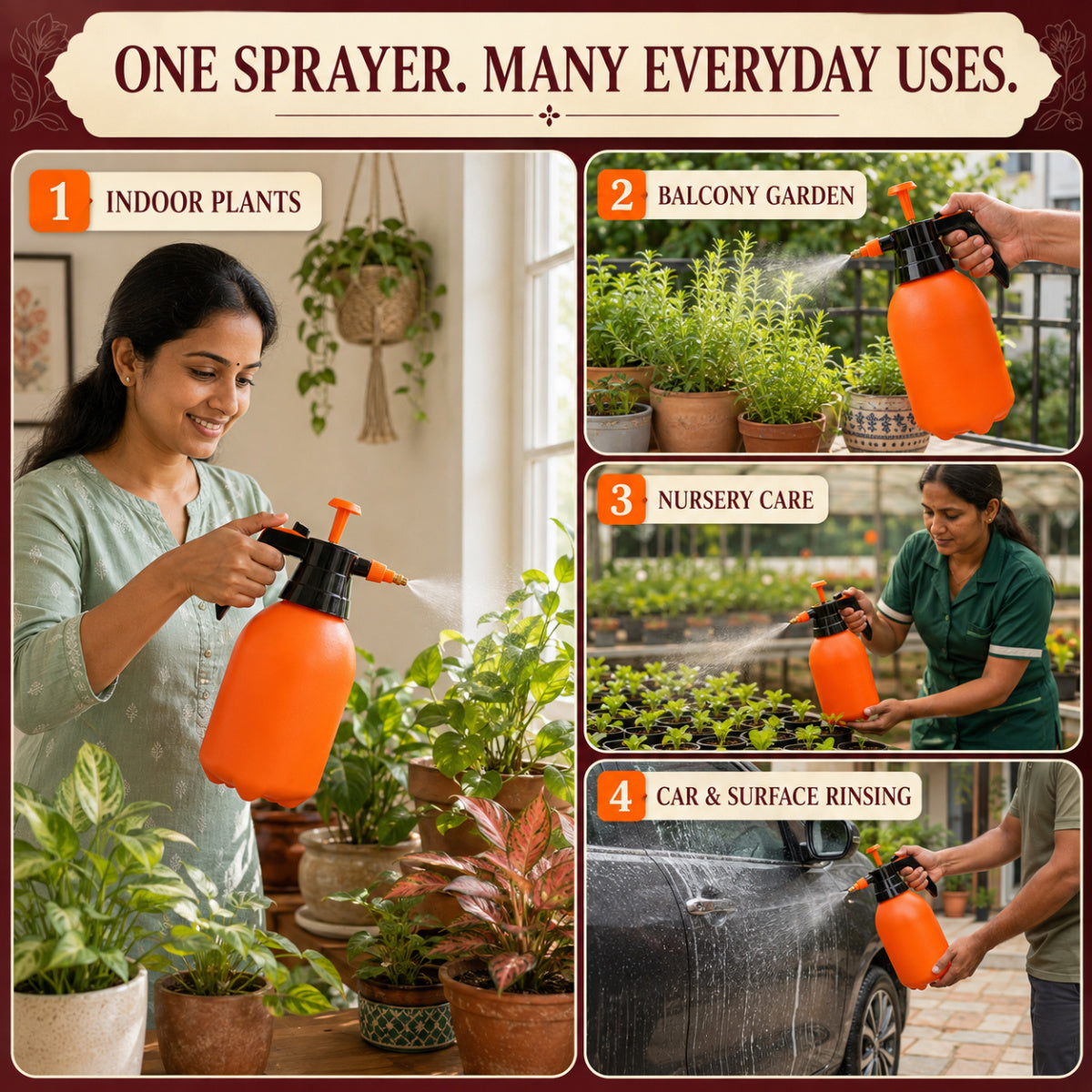 Casa De Amor 2L Spray Pump for Plants, Garden Water Sprayer with Adjustable Brass Nozzle