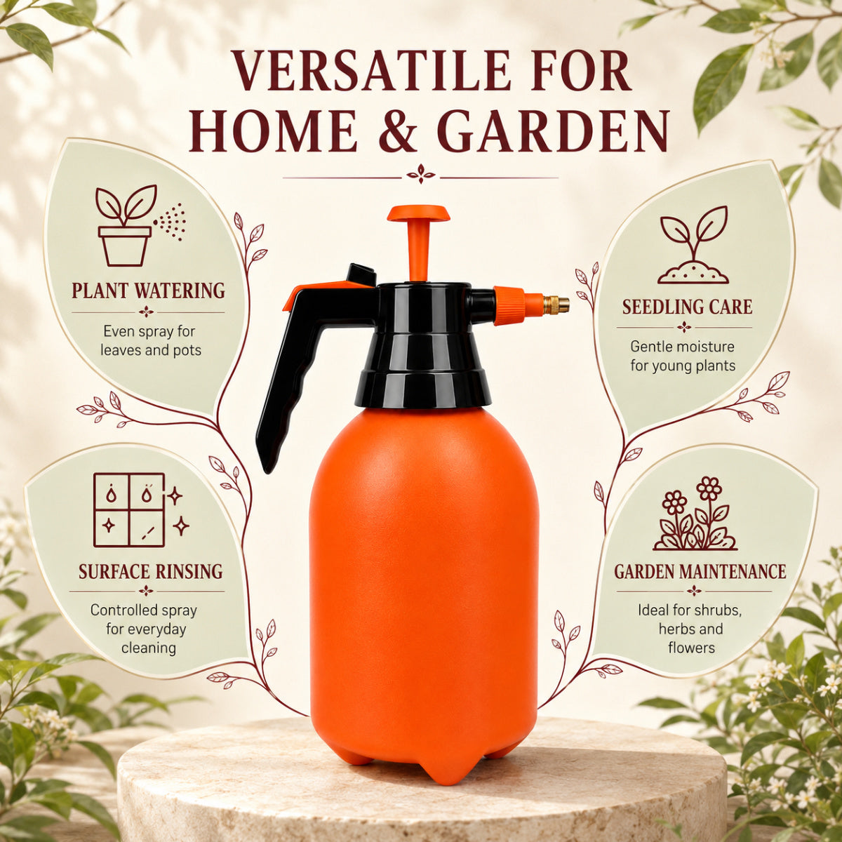 Casa De Amor 2L Spray Pump for Plants, Garden Water Sprayer with Adjustable Brass Nozzle