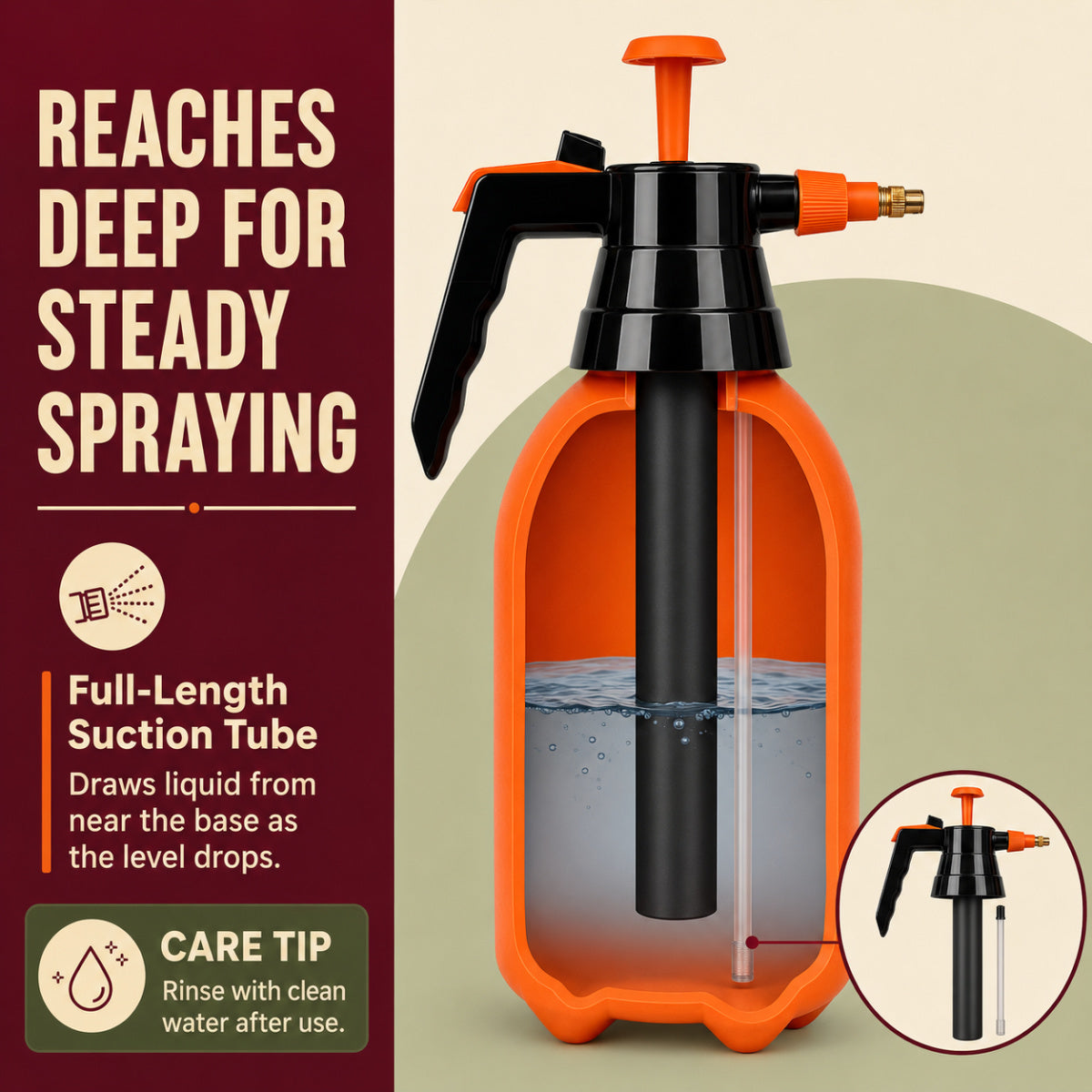 Casa De Amor 2L Spray Pump for Plants, Garden Water Sprayer with Adjustable Brass Nozzle