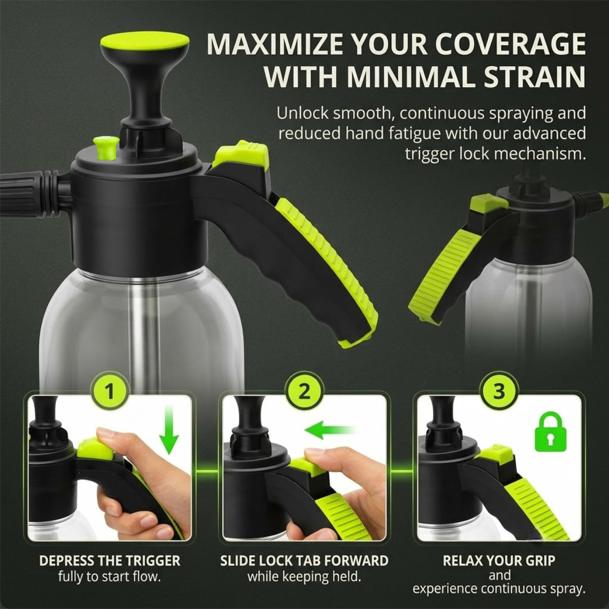 Casa De Amor 2L Pressure Spray Pump with Adjustable Nozzle, Transparent Compression Sprayer Bottle for Plants, Leak-Proof