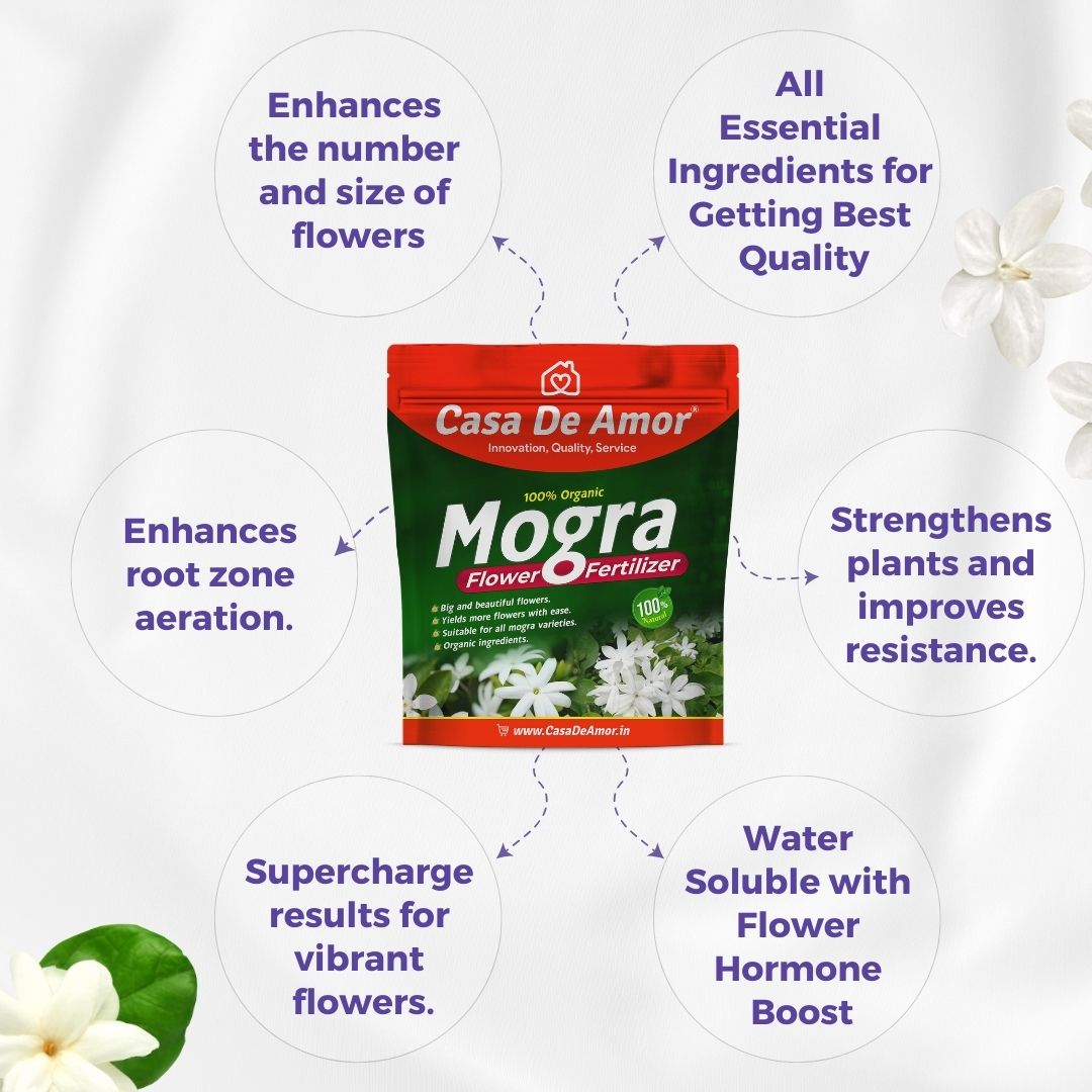 Casa De Amor Organic Mogra / Jasmine Plant Fertilizer | Water Soluble for Abundant Jasmine Blooms and Vibrant Growth