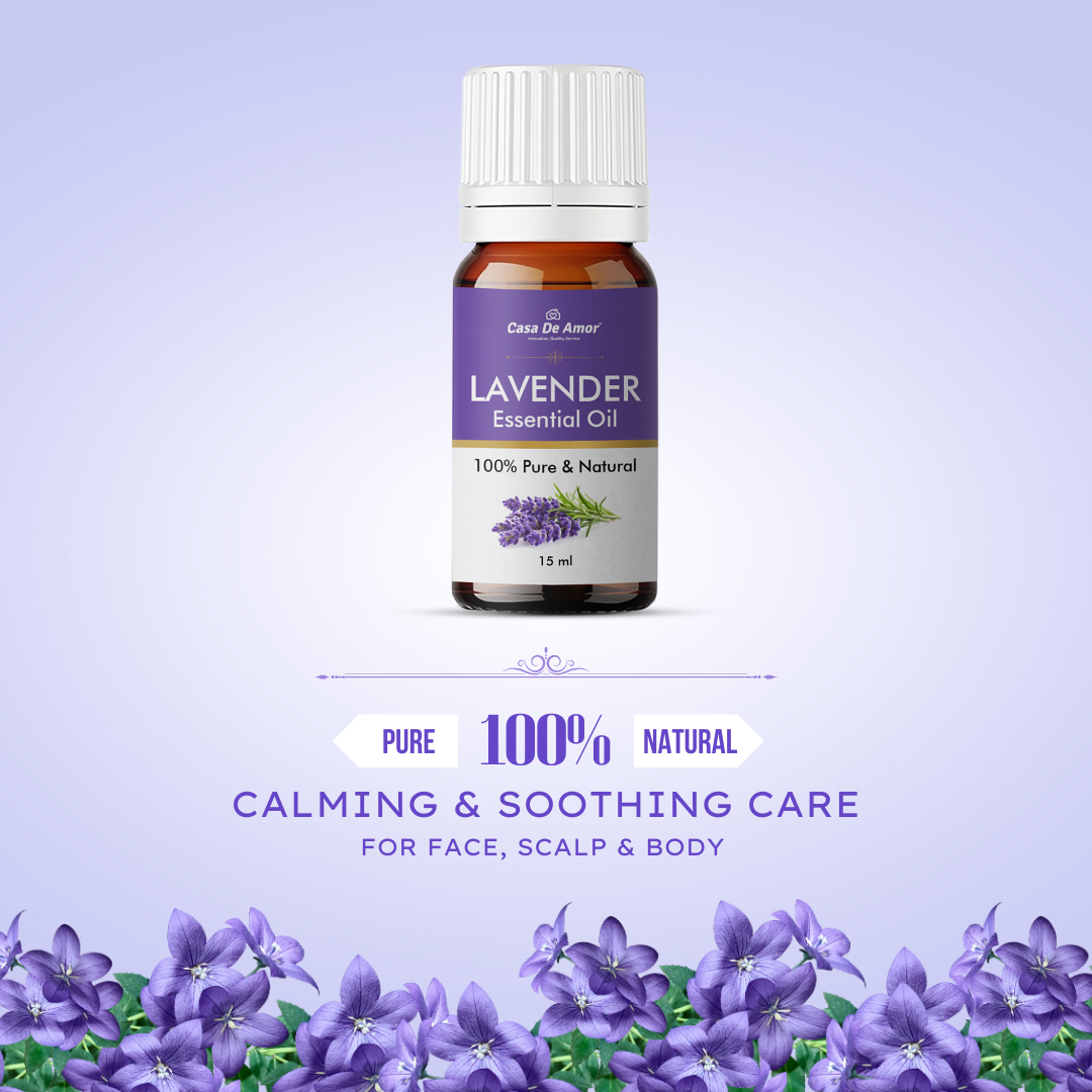 Casa De Amor Lavender Oil Promotes Clear Skin, Strong Hair | Calming & Soothing Care for Face, Scalp & Body | 15ML