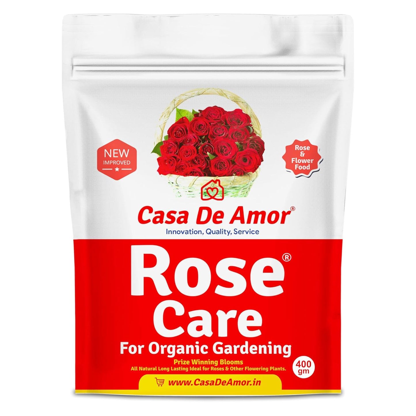 Casa De Amor Rose Care Fertilizer – 100% Organic Bloom & Root Booster for Rose Plants, NPK-Rich, Promotes Vibrant Flowers & Strong Stems