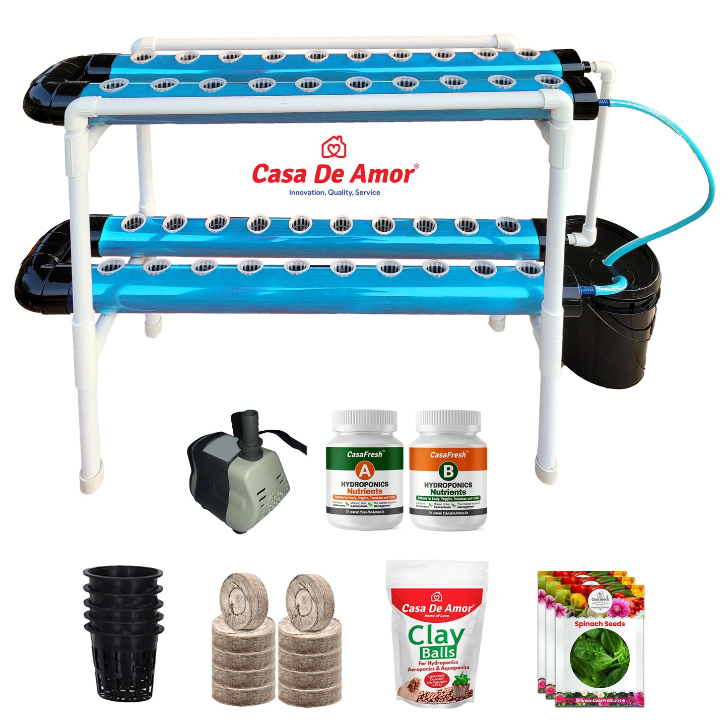 Casa De Amor Hydroponics Kit for Home- 40 Plants, Hydroponic System- Reusable for Indoor/Outdoor