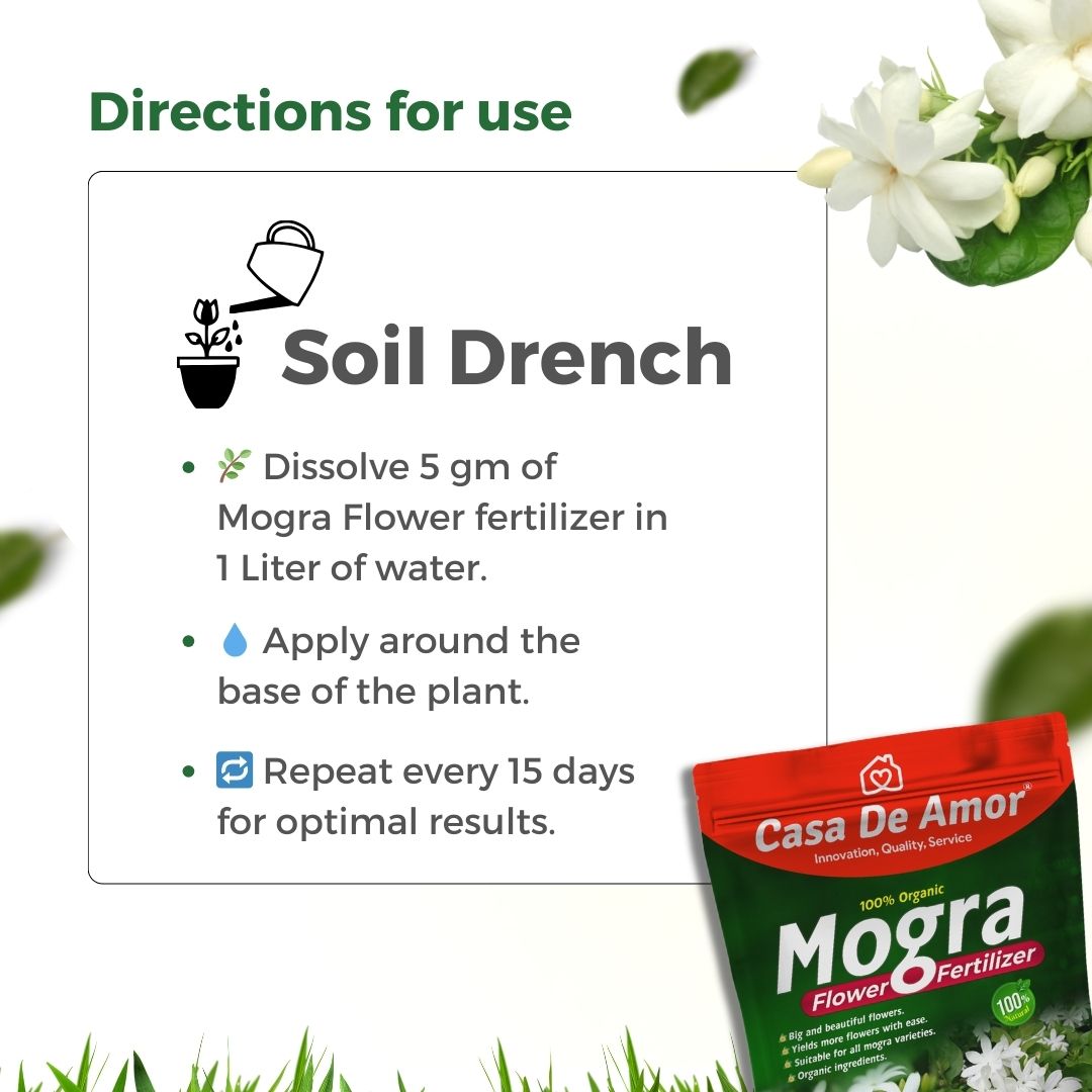 Casa De Amor Organic Mogra / Jasmine Plant Fertilizer | Water Soluble for Abundant Jasmine Blooms and Vibrant Growth