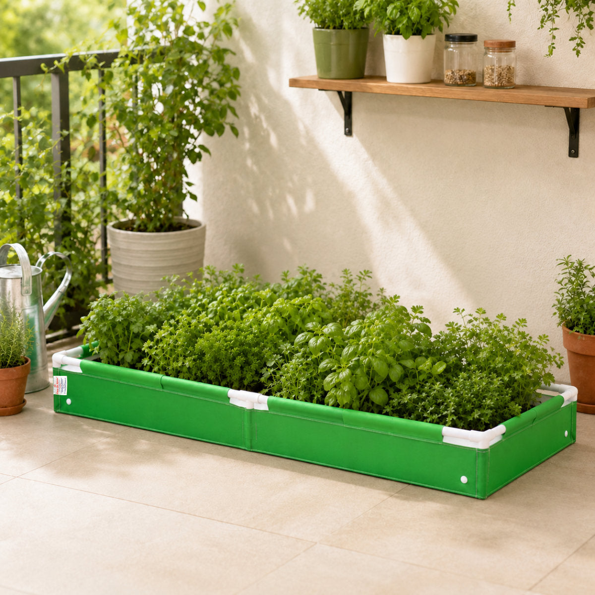 Casa De Amor Rectangular HDPE Grow Bag with PVC Frame, 60 x 24 x 5 Inch, 360 GSM Raised Garden Bed for Spinach, Methi, Coriander & Leafy Greens