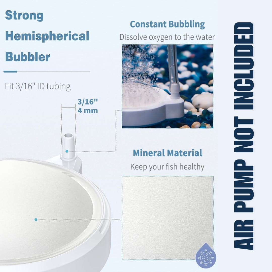 Casa De Amor Aquarium Air Stone Disc Bubble Diffuser Round , 2 inch- Fish Tank Air Bubbler For Aquarium Pump & Hydroponics with 1.5m Air Tubing