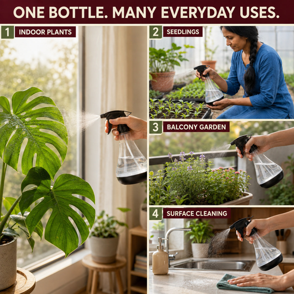 Casa De Amor 700 ml Spray Bottle for Plants, Compact Garden Water Sprayer with Adjustable Mist & Jet Nozzle