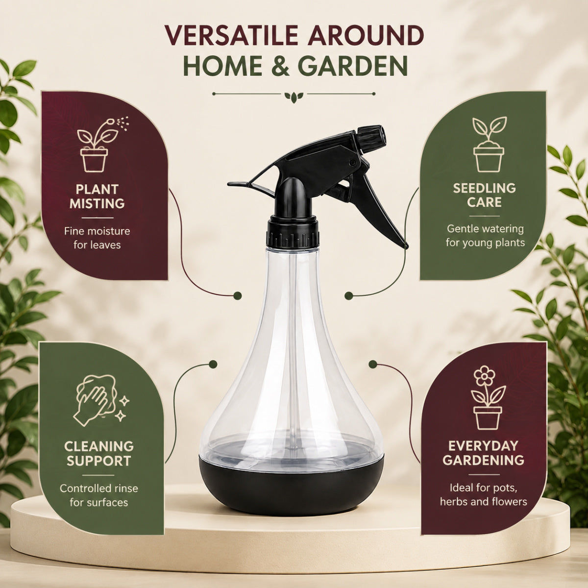 Casa De Amor 700 ml Spray Bottle for Plants, Compact Garden Water Sprayer with Adjustable Mist & Jet Nozzle