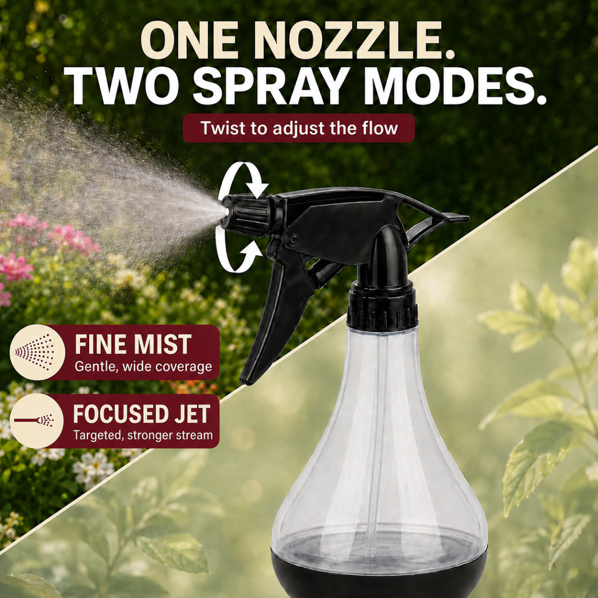 Casa De Amor 700 ml Spray Bottle for Plants, Compact Garden Water Sprayer with Adjustable Mist & Jet Nozzle