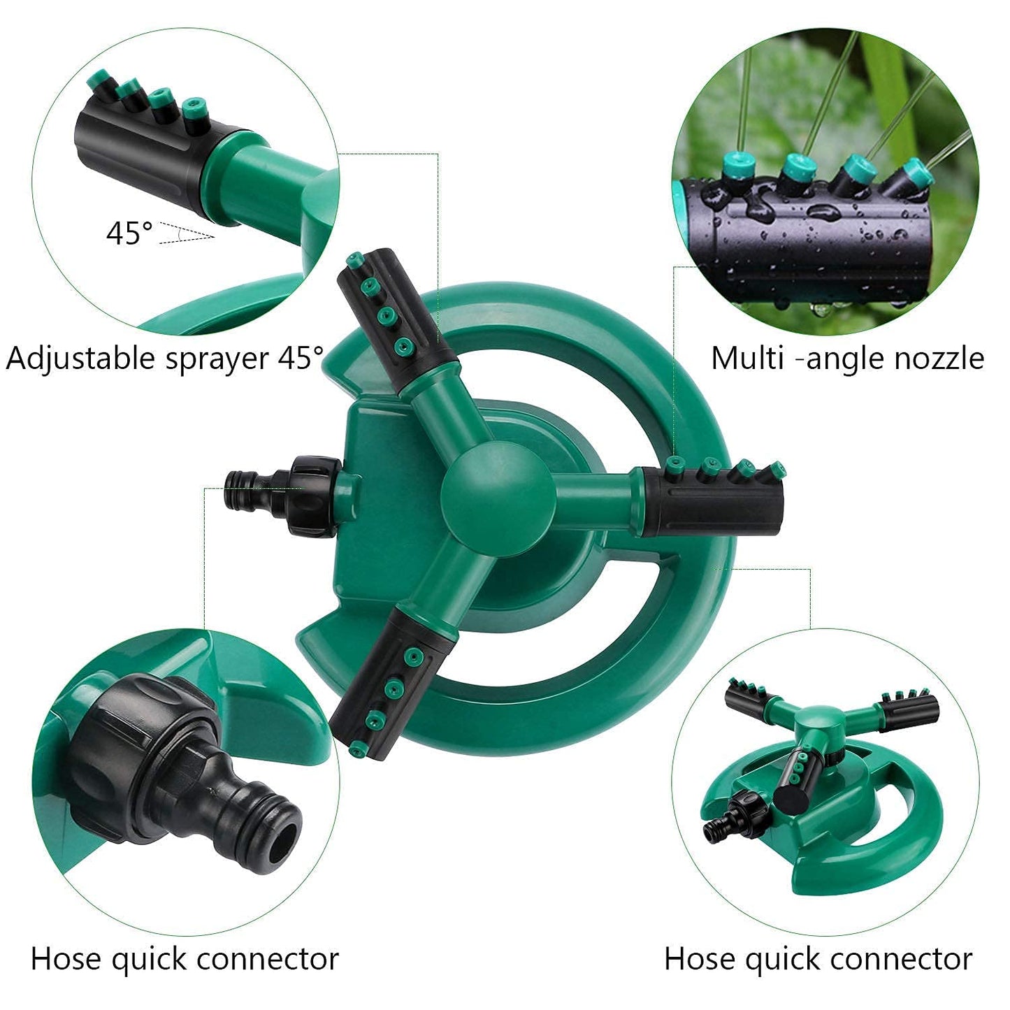Casa De Amor Water Sprinkler for Plants 360 Degree Sprayer, Green