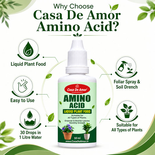 Casa De Amor Amino Acid Liquid Plant Fertilizer (100 ml) for Greener Leaves, Root Support, Vegetables & Flowering Plants