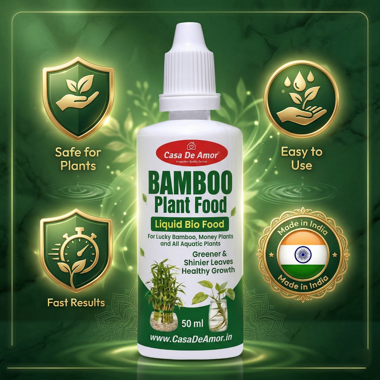 Casa De Amor Bamboo Plant Food for Lucky Bamboo & Money Plants | 2 x 50ml (100ml Total)