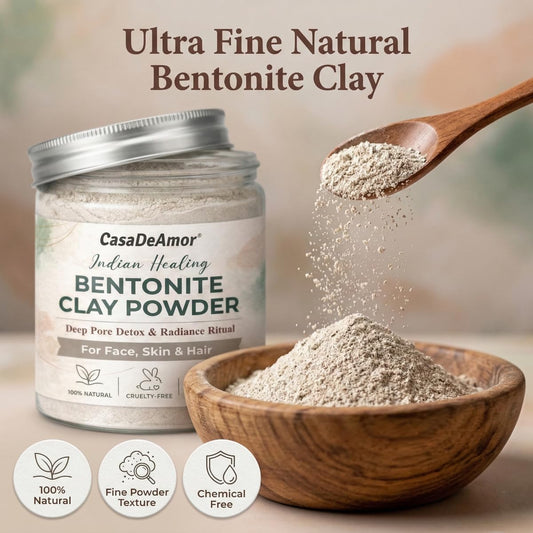 Casa De Amor Bentonite Clay Powder 250 gm, Natural Volcanic Clay for Face, Hair & Skin – Deep Cleansing & Detox Mask – Oil Control, Pore Purifying & Clear Skin Treatment