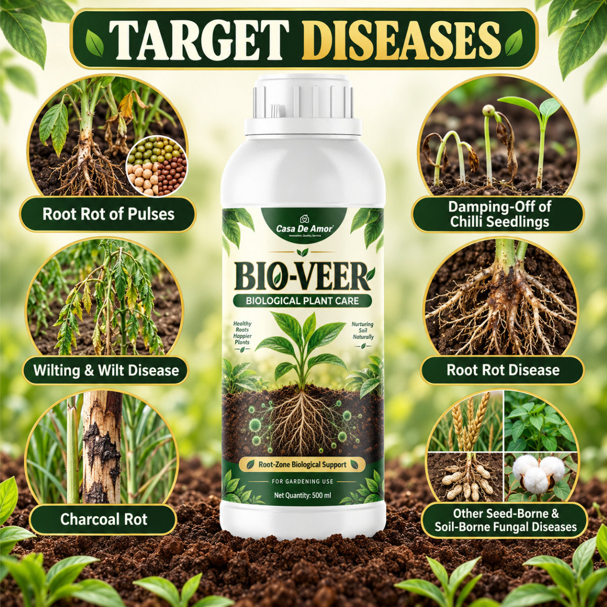 Casa De Amor Organic Bio-Veer Biological Root-Zone Plant Care Liquid, 500 ml