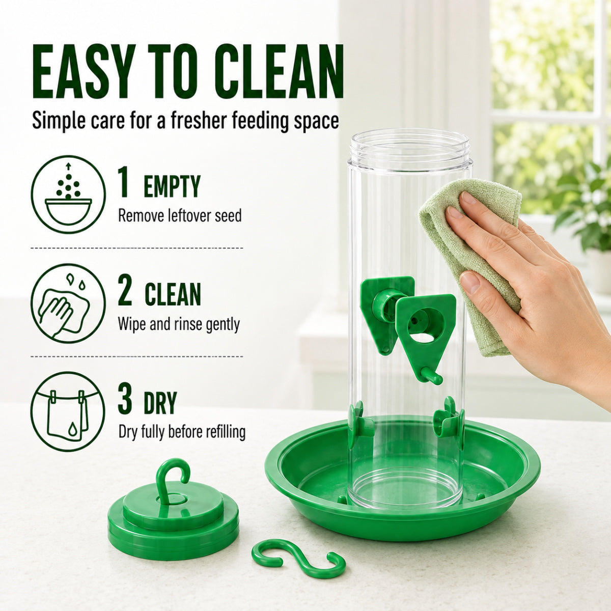 Casa De Amor Hanging Bird Feeder for Outdoor Garden| Balcony & Terrace | Green, Pack of 1