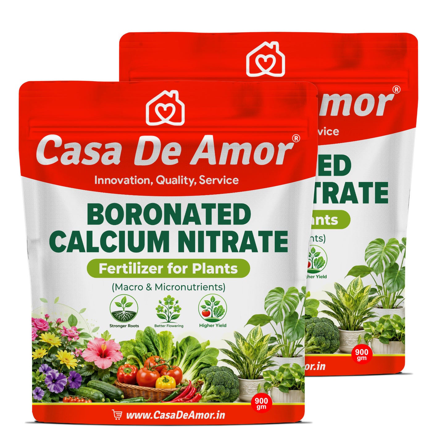 Casa De Amor Boronated Calcium Nitrate Fertilizer for Plants | 100% Water Soluble for Flowering, Fruiting, Vegetables & Garden Plants
