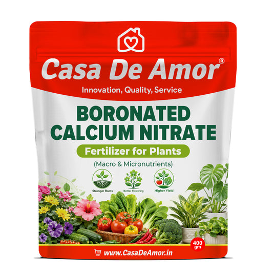 Casa De Amor Boronated Calcium Nitrate Fertilizer for Plants | 100% Water Soluble for Flowering, Fruiting, Vegetables & Garden Plants