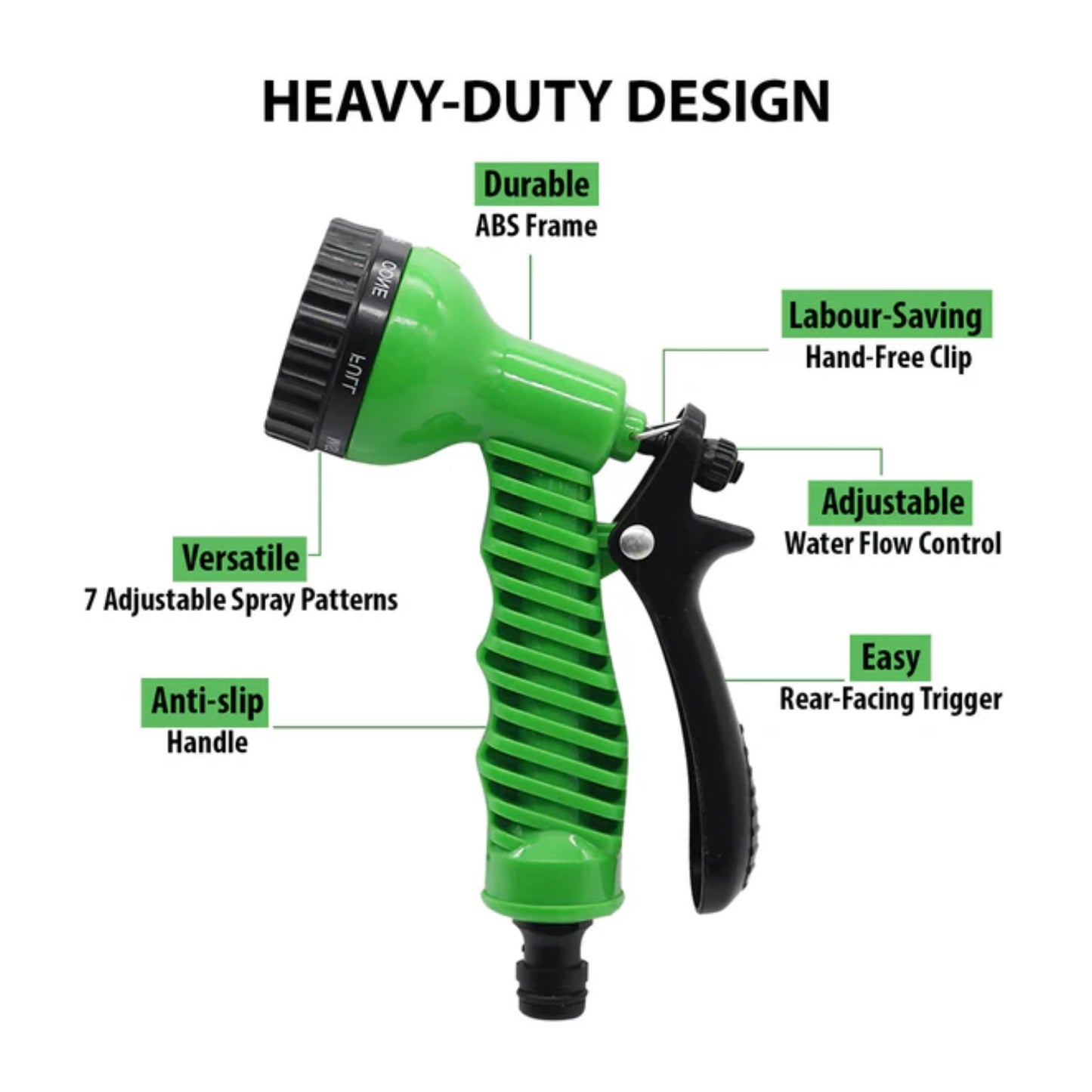 Casa De Amor 1/2 Inch Braided Garden Hose Pipe with Tap Adapter, Clamps & Spray Gun (7 Mode)