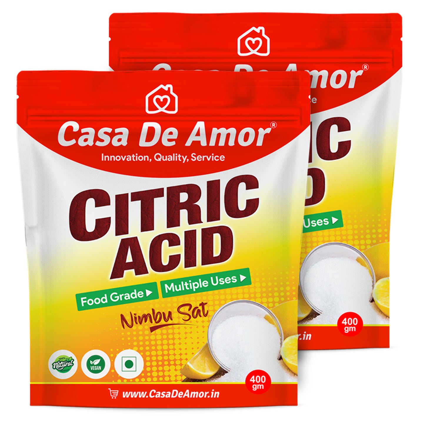 Casa De Amor Pure Citric Acid, Nimbu Sat | Food Grade, Natural Preservative, Cleaning agent