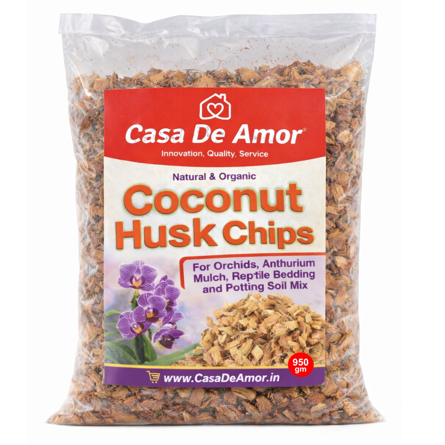 Casa De Amor Natural Coconut Husk Chip Fiber for Orchids, Anthurium, Mulch, Reptile Bedding, Potting Soil Mix for Indoor & Outdoor, Growing Media
