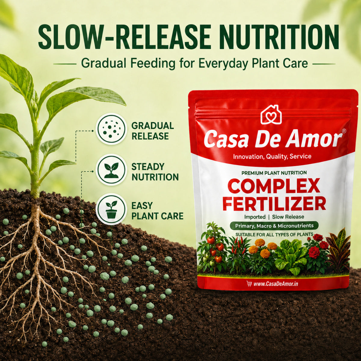 Casa De Amor Complex Fertilizer for Plants, Slow-Release Nutrients