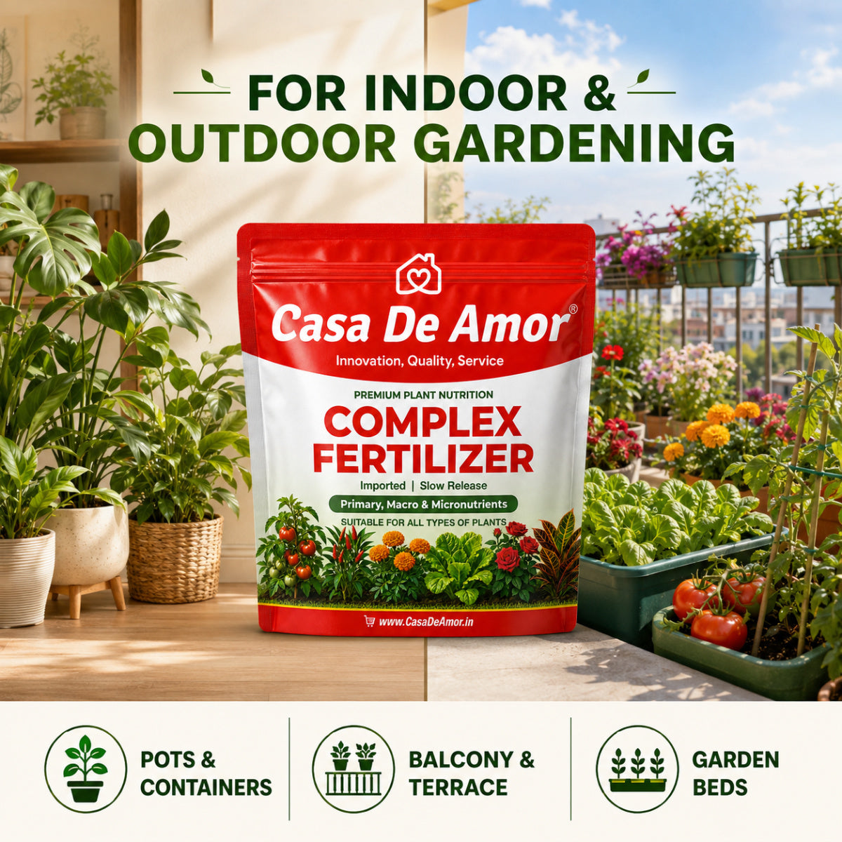 Casa De Amor Complex Fertilizer for Plants, Slow-Release Nutrients