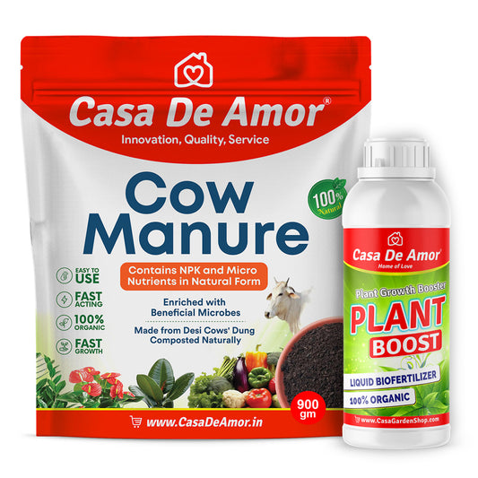 Casa De Amor Combo Pack-Cow Manure & Compost (900 gm) + Organic Liquid Biofertilizer (400 ml)
