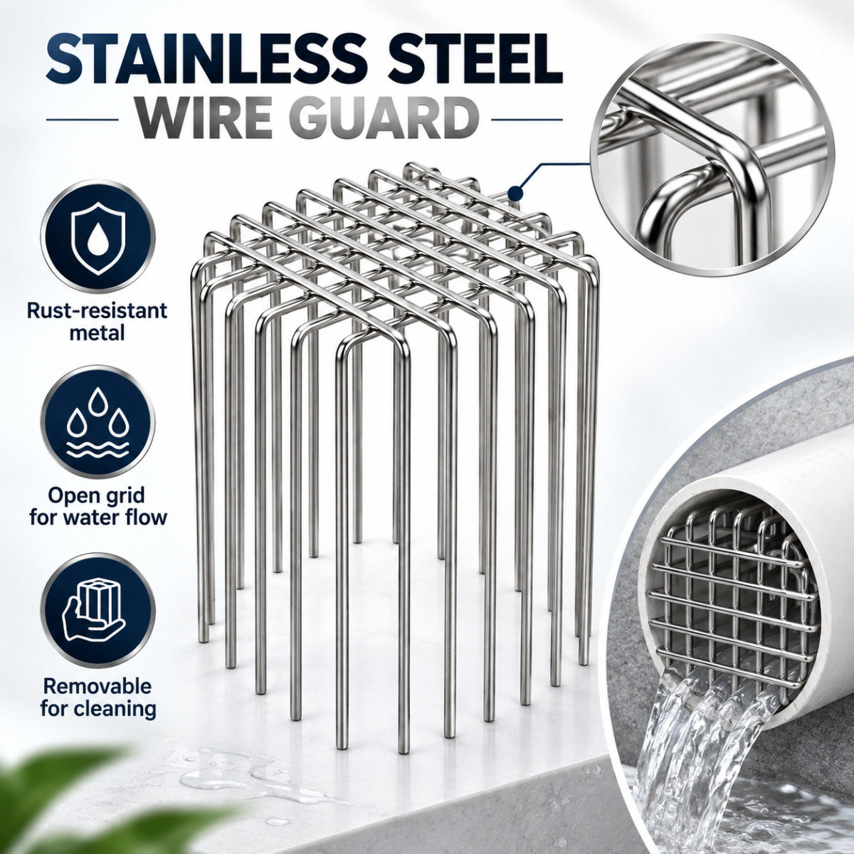 Casa De Amor 4-Inch Pipe Anti-Rat Drain Cover Mesh | Rust-Resistant Stainless Steel Wire Guard for Bathroom and Outdoor Drain Outlets