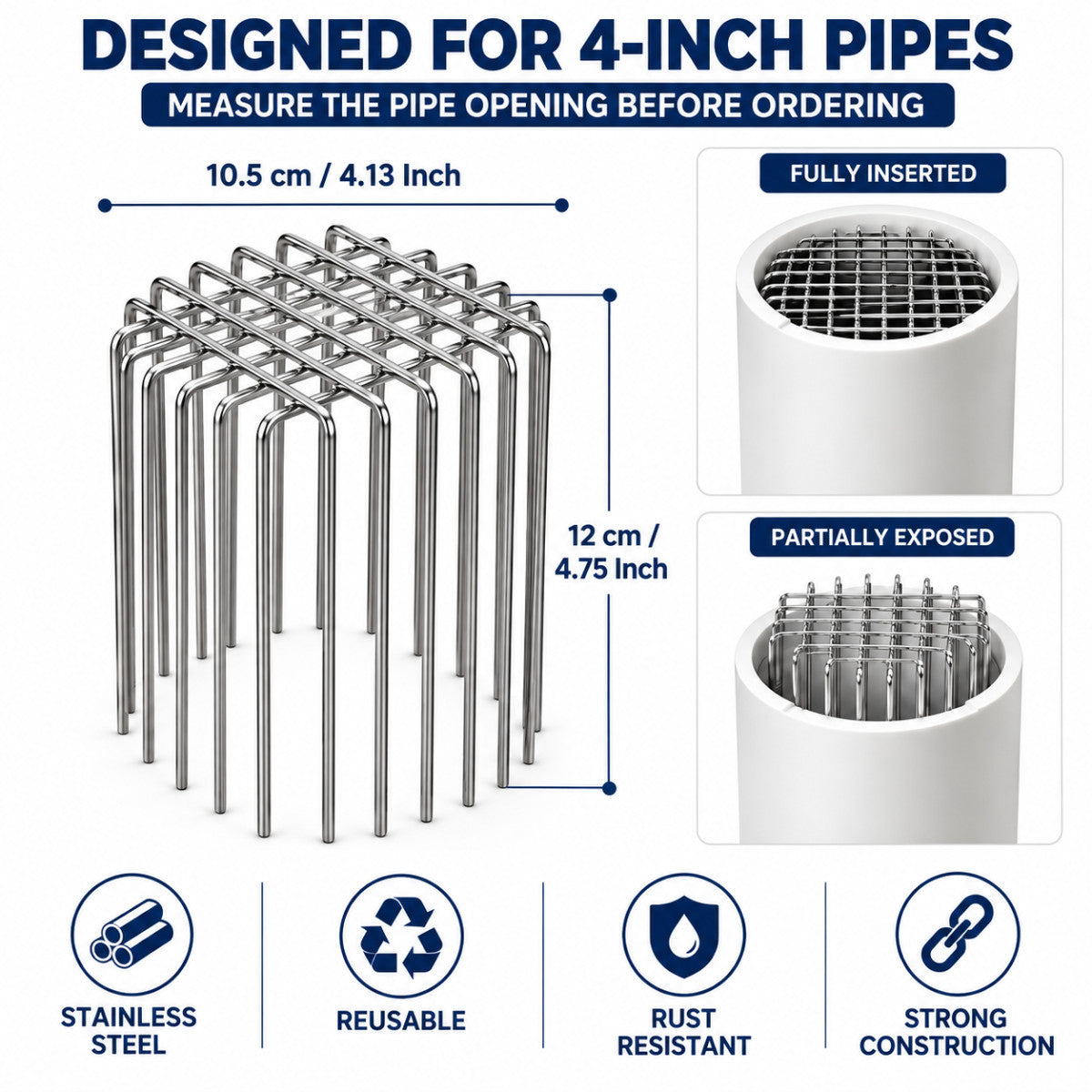 Casa De Amor 4-Inch Pipe Anti-Rat Drain Cover Mesh | Rust-Resistant Stainless Steel Wire Guard for Bathroom and Outdoor Drain Outlets