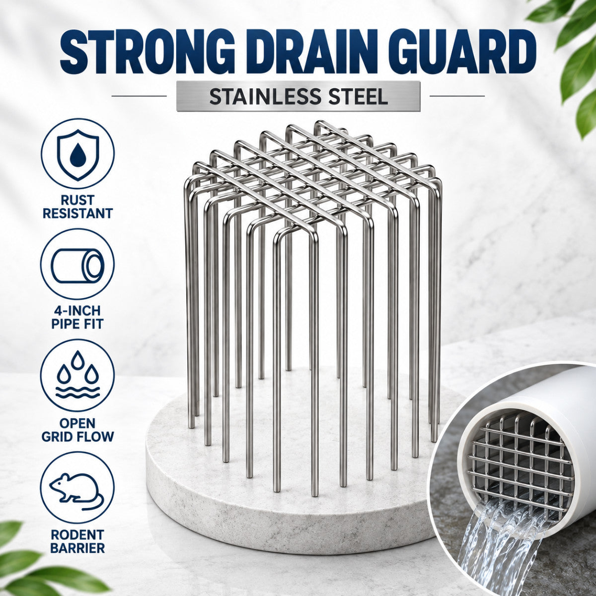 Casa De Amor 4-Inch Pipe Anti-Rat Drain Cover Mesh | Rust-Resistant Stainless Steel Wire Guard for Bathroom and Outdoor Drain Outlets
