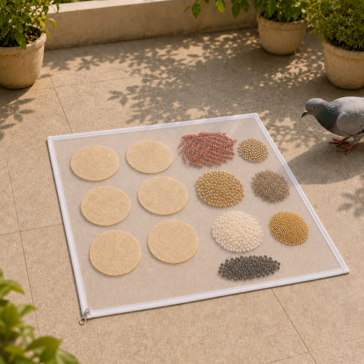 Casa De Amor Papad Drying Cloth with Net & Steel Zip | Unbleached Cotton Base for Vadiyalu, Sabudana, Spices, Grains & Millets | Washable & Reusable