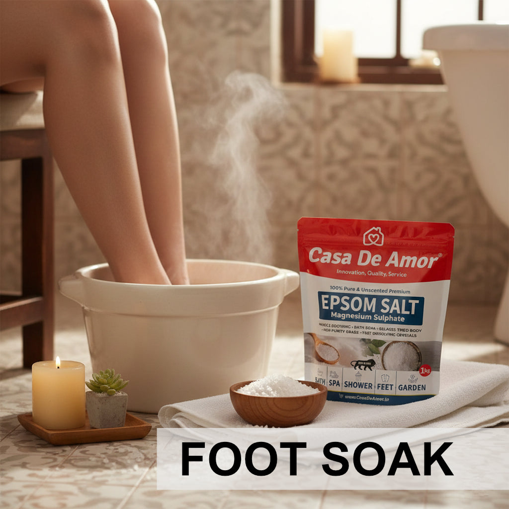 Casa De Amor Epsom Bath Salt Crystal and Bath 1Kg | For Refreshing Bath Soak, Relieves Aches & Pain | Foot Soak & Muscle Relaxation | Gardening