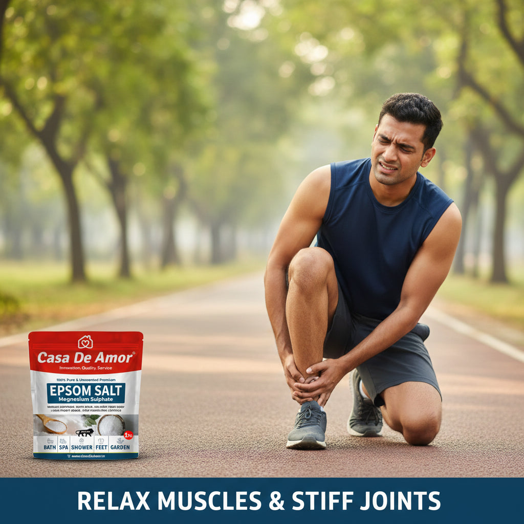 Casa De Amor Epsom Bath Salt Crystal and Bath 1Kg | For Refreshing Bath Soak, Relieves Aches & Pain | Foot Soak & Muscle Relaxation | Gardening