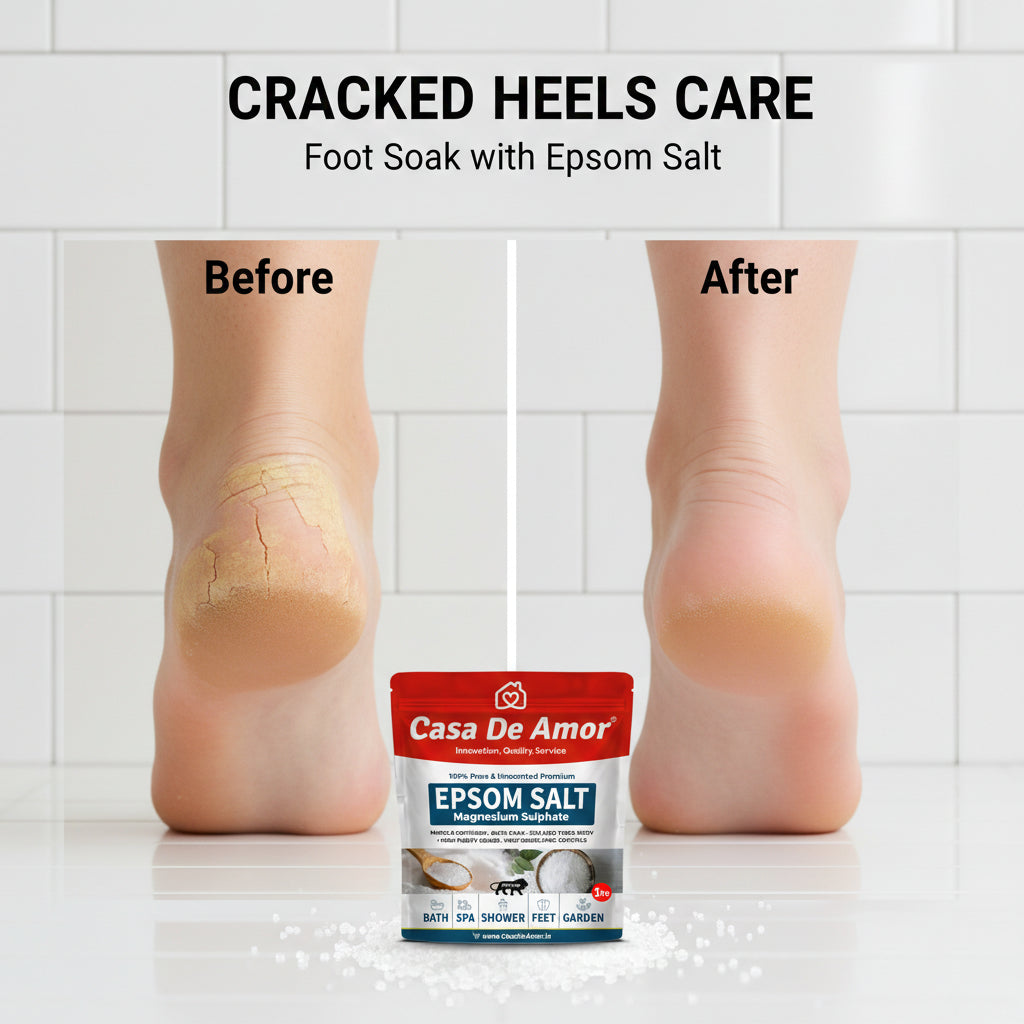 Casa De Amor Epsom Bath Salt Crystal and Bath 1Kg | For Refreshing Bath Soak, Relieves Aches & Pain | Foot Soak & Muscle Relaxation | Gardening