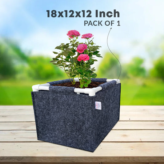 Casa De Amor 400 GSM Geo Fabric Rectangular Plant Grow Bag with PVC Pipe Support Suitable for Vegetable Terrace Gardening (Dark Grey)