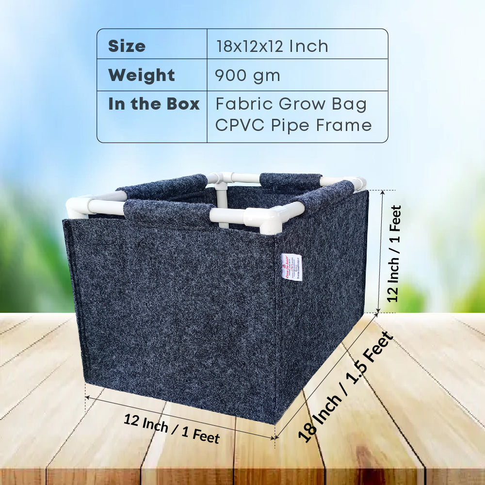 Casa De Amor 400 GSM Geo Fabric Rectangular Plant Grow Bag with PVC Pipe Support Suitable for Vegetable Terrace Gardening (Dark Grey)