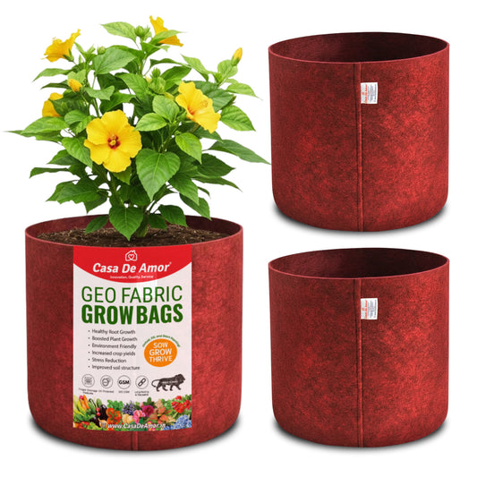Casa De Amor 350 GSM Maroon Fabric Grow Bags for Terrace Gardening/Vegetable Plants | Breathable | Heavy Duty Thickened Nonwoven