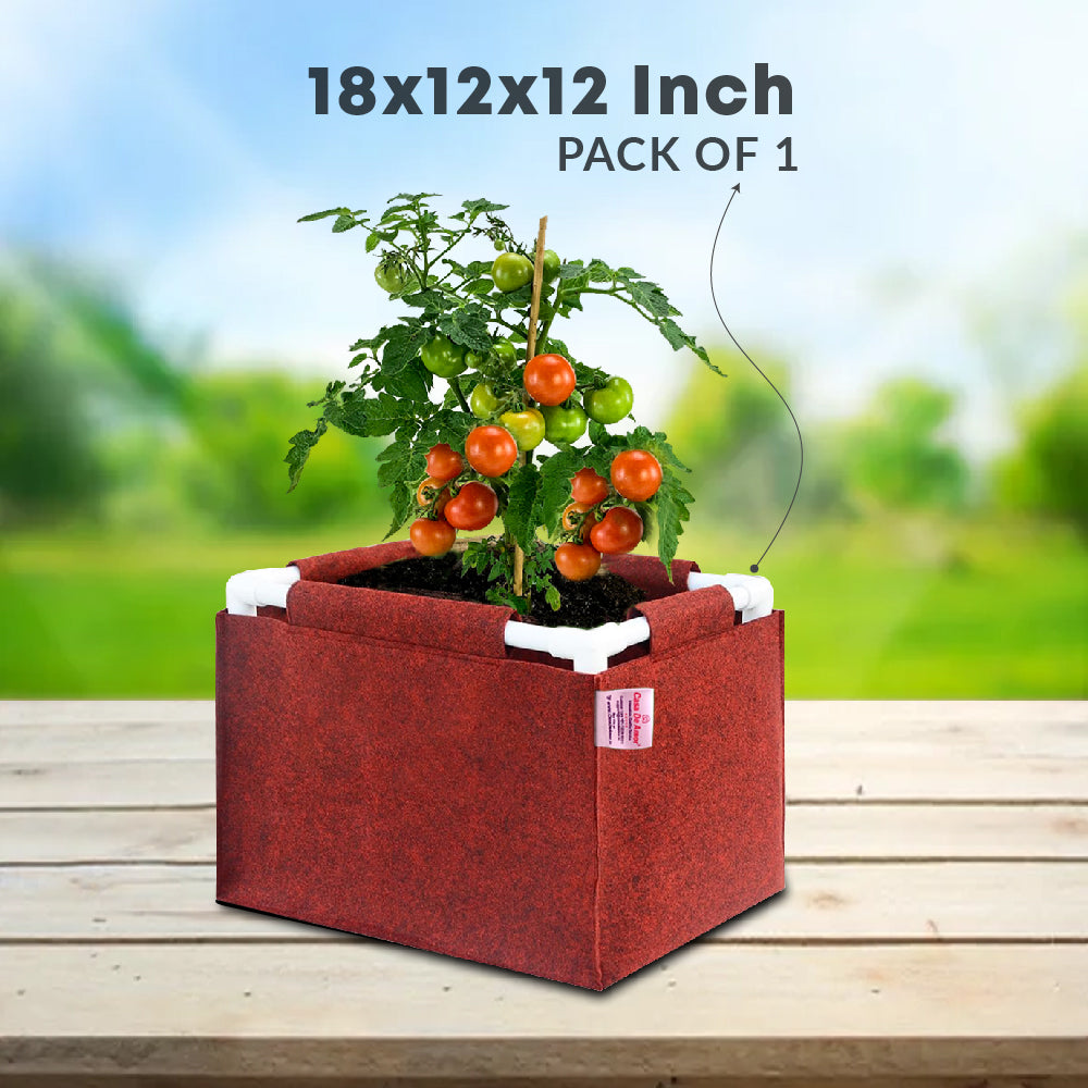 Casa De Amor 350 GSM Geo Fabric Rectangular Plant Grow Bag with PVC Pipe Support Suitable for Vegetable Terrace Gardening (Maroon)