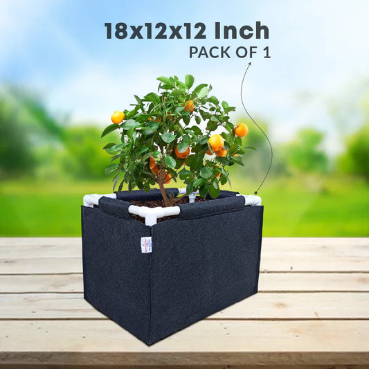 Casa De Amor 400 GSM Geo Fabric Rectangular Plant Grow Bag with PVC Pipe Support Suitable for Vegetable Terrace Gardening (Black)