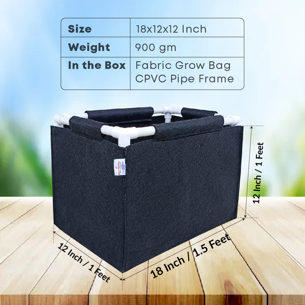 Casa De Amor 400 GSM Geo Fabric Rectangular Plant Grow Bag with PVC Pipe Support Suitable for Vegetable Terrace Gardening (Black)