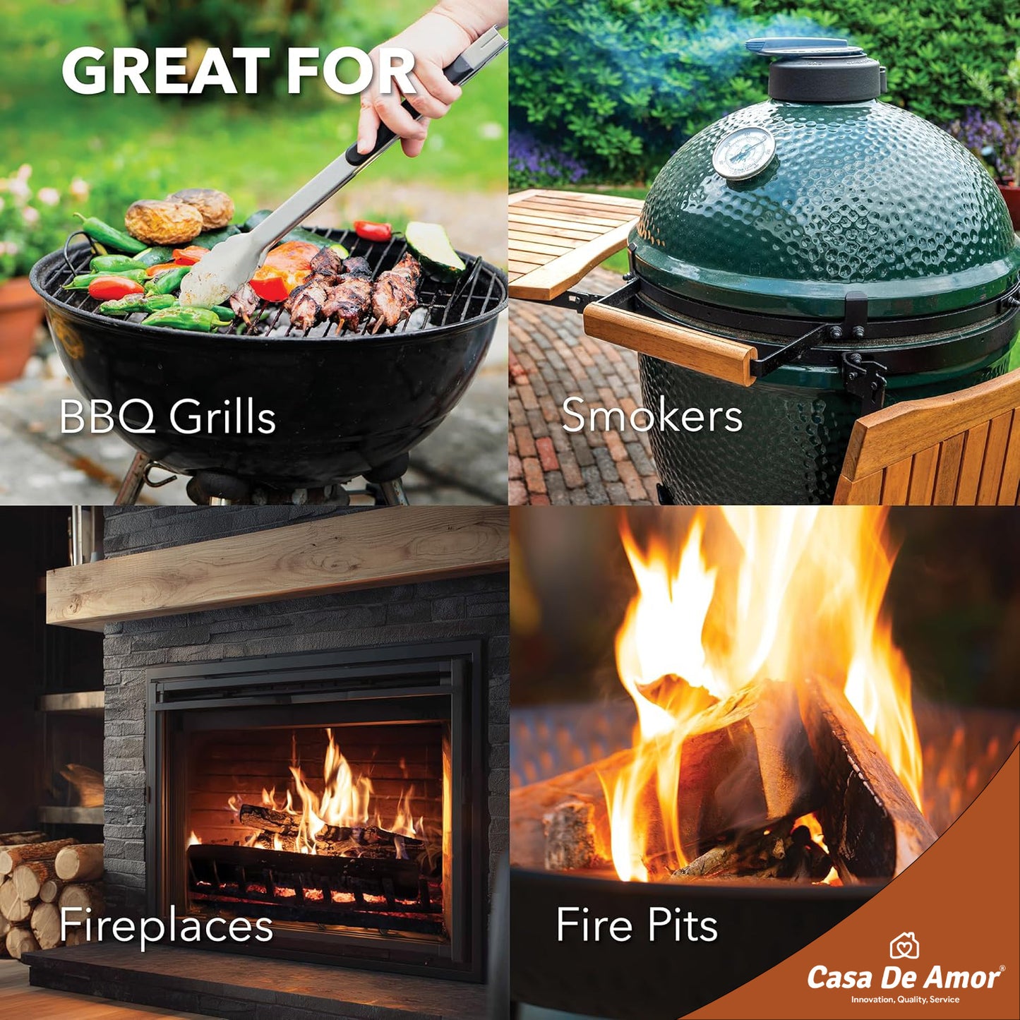 Casa De Amor Natural Fire Starter Cubes for BBQ, Grill, Campfire & Fireplace