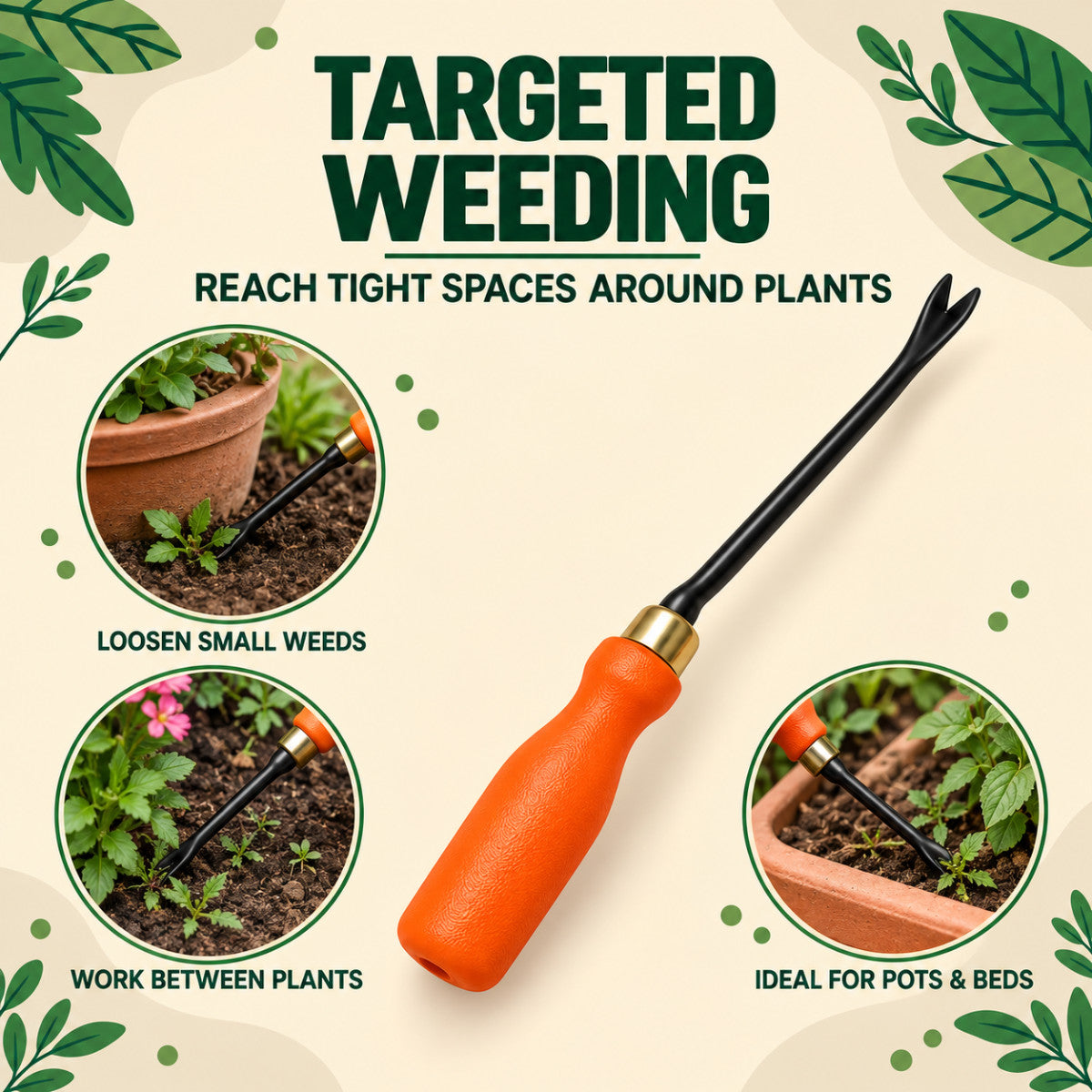 Casa De Amor Gardening Tools Kit-3 Pcs (Small Trowel, Khurpi, Weeder)